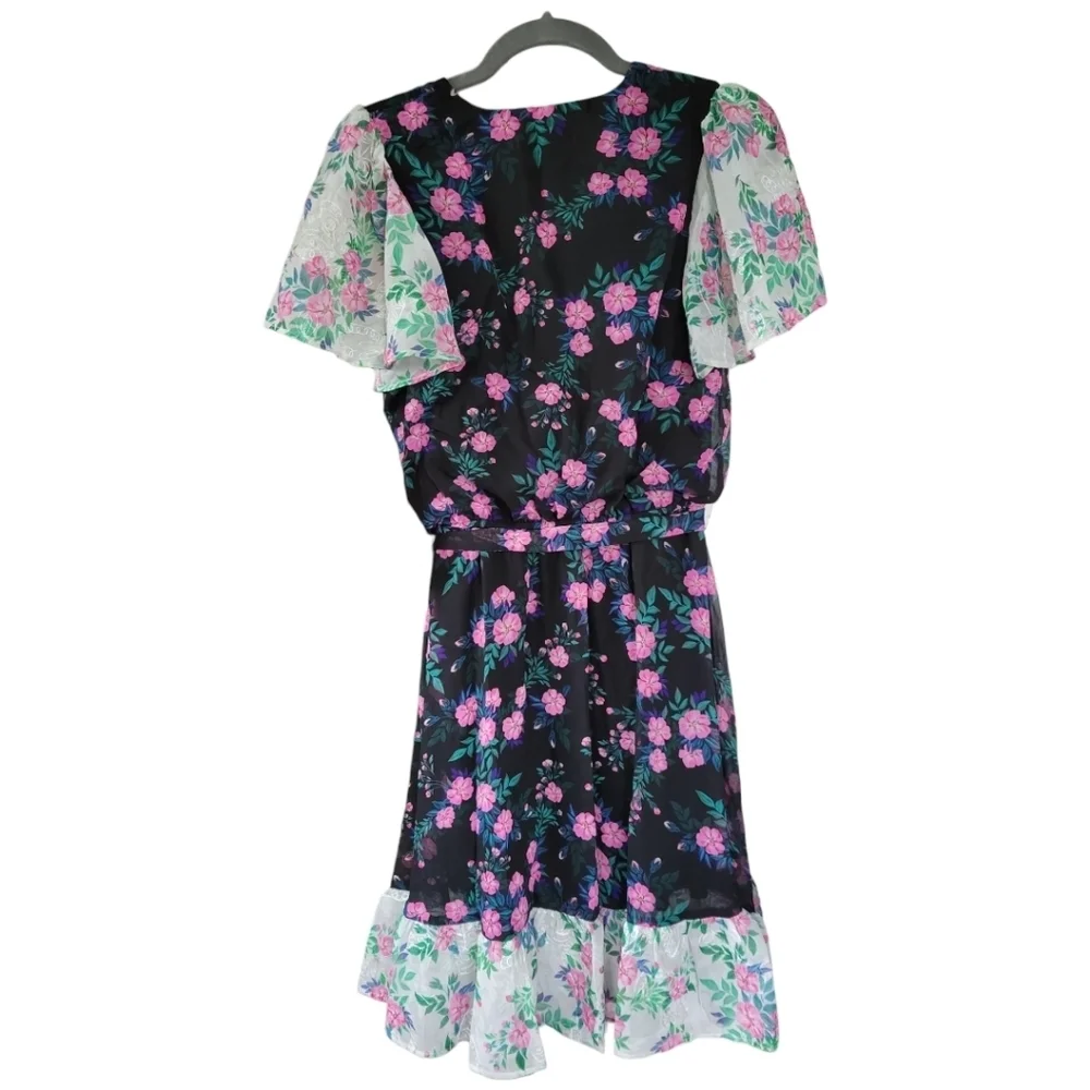 Betsey Johnson Sz 6 Floral Fit & Flare Mini Dress NWT Fairycore Retro Whimsical - Picture 7 of 13